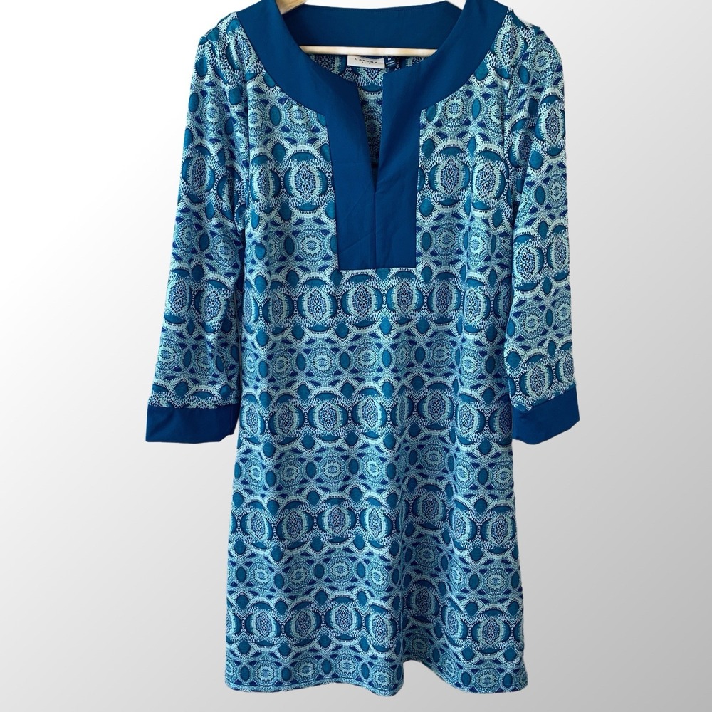 Cabana Life Medium Tunic Dress Cover Up 3/4 Sleeve‎ UPF 50+ Beach Resort Pool